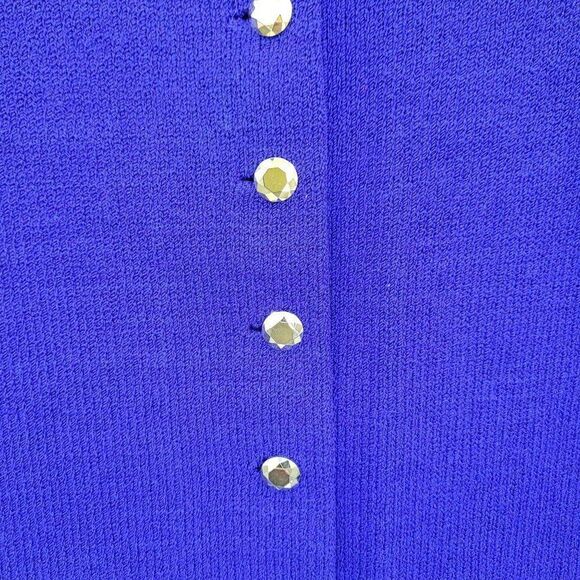 Vintage 80's Sweater Cardigan Wool Santana Knit Button Down Electric Blue S - Picture 5 of 11